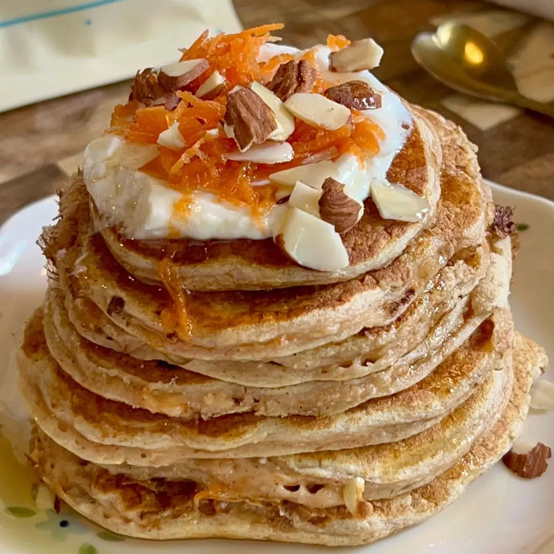 Gluten Free Carrot Cake Protein Pancakes | High Protein Breakfast Recipe