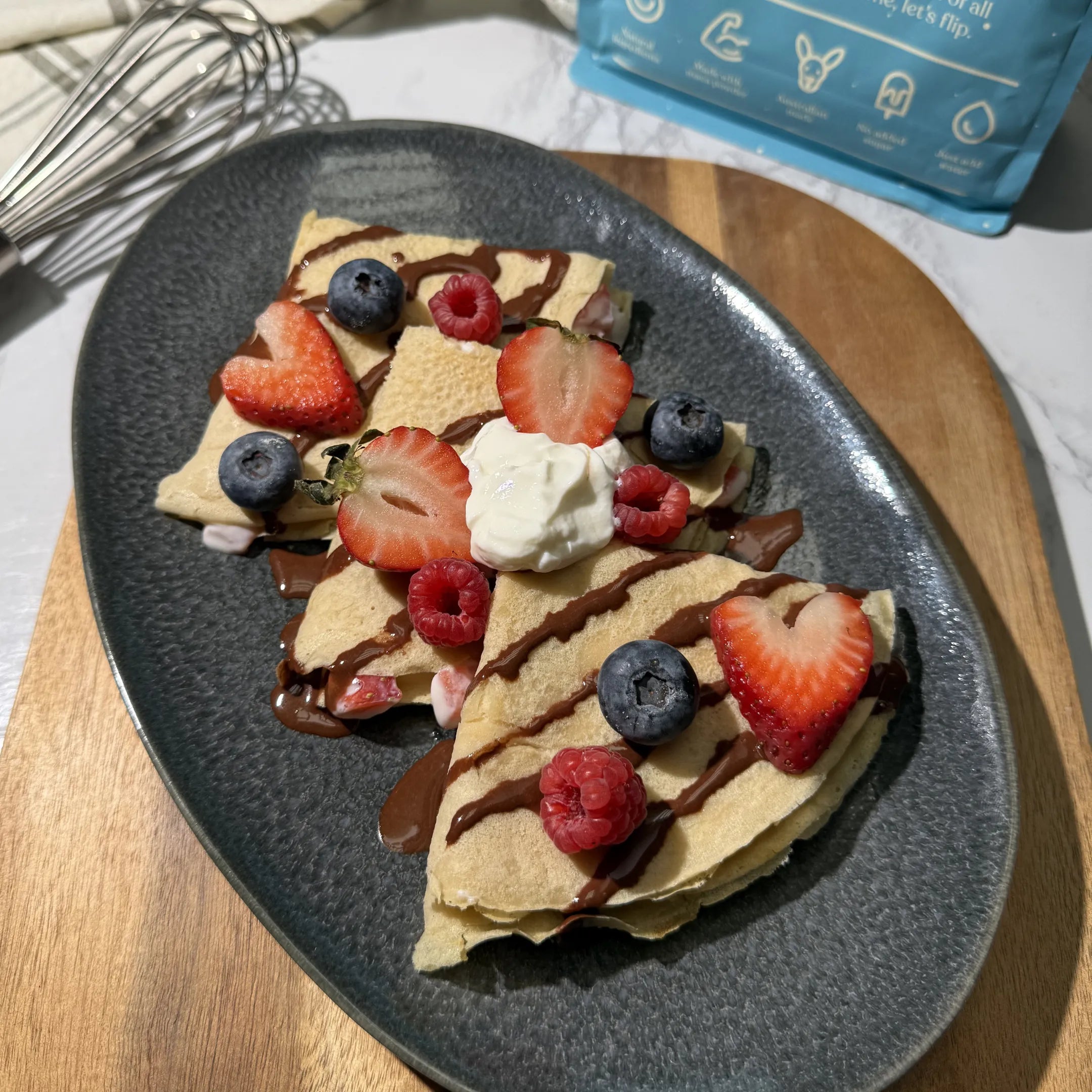 Strawberry & Cream Protein Crepes | High Protein Breakfast Recipe