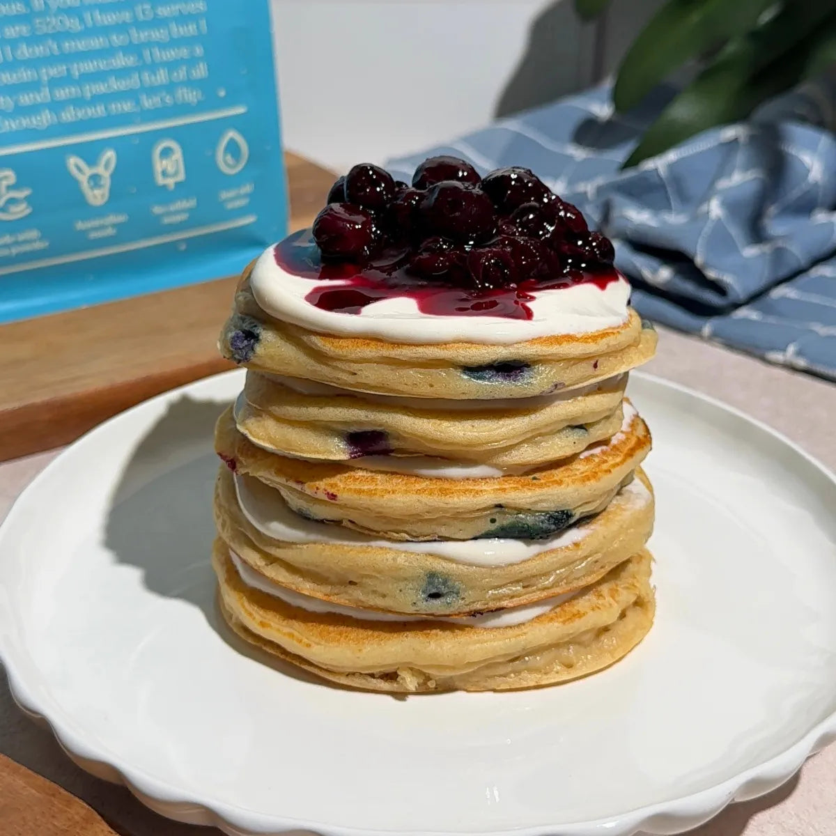 Blueberry Compote Protein Pancakes