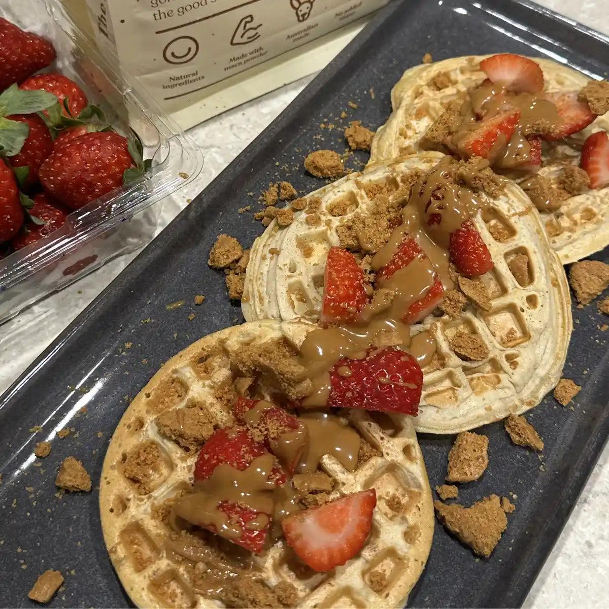 Biscoff Loaded Protein Waffles