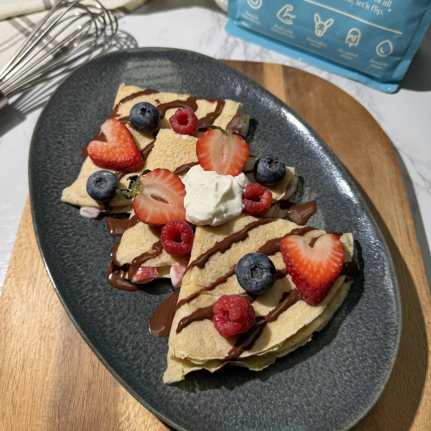 Strawberry & Cream Protein Crepes | High Protein Breakfast Recipe