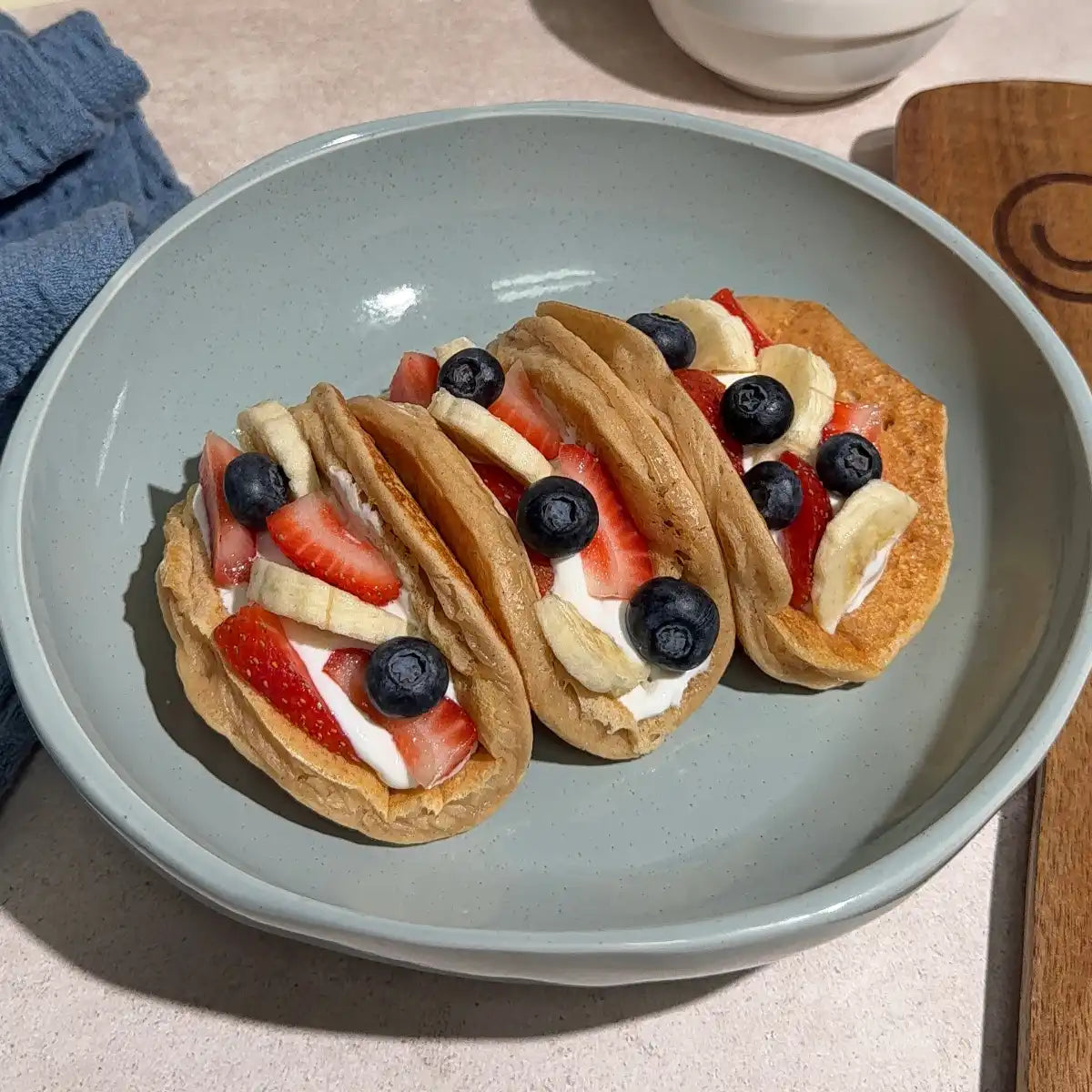 Salted Caramel Pancake Tacos | High Protein Breakfast Recipe