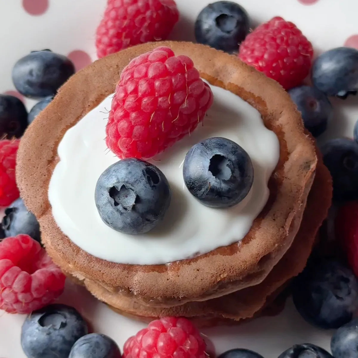 Chocolate Berry Protein Pancake Stack